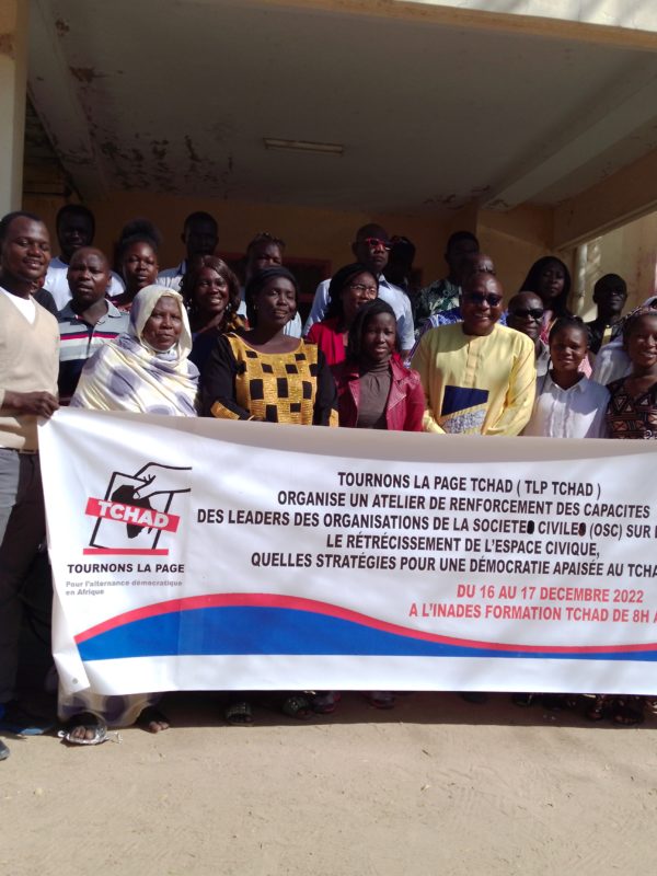 Tournons la page Tchad organise un atelier de formation des acteurs société civile, sur les restrictions de l’espace civique