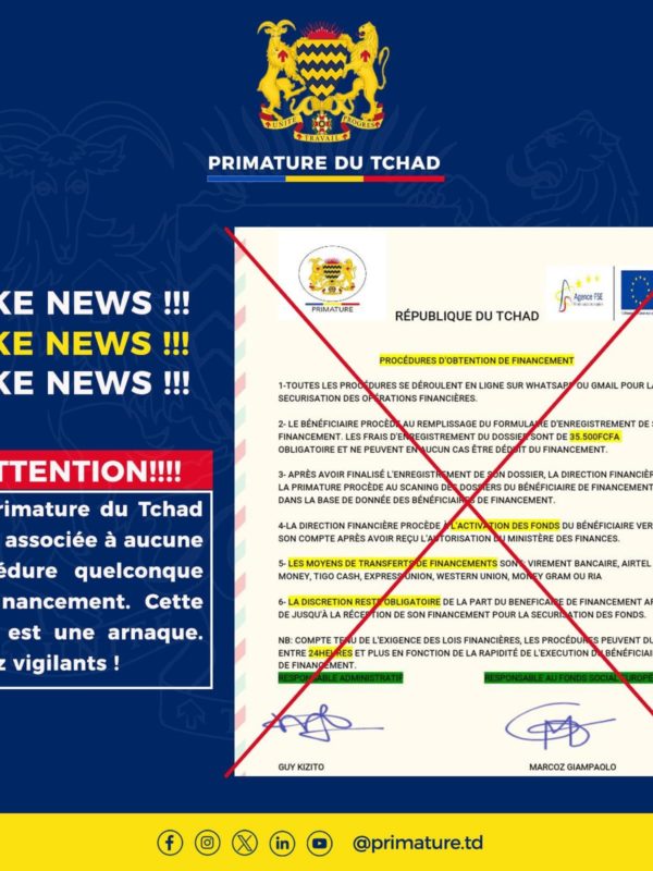 Tchad : la communication de la Primature alerte sur la circulation d’un faux document associant le Premier ministre