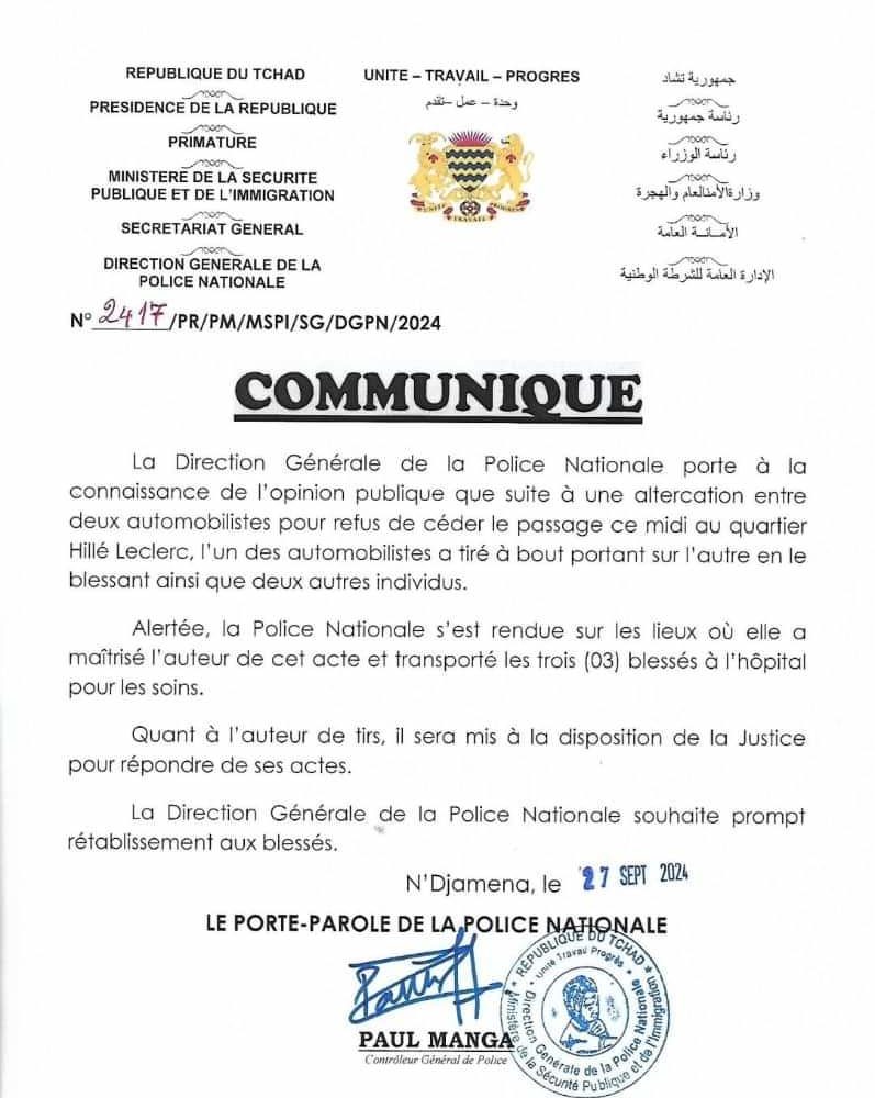 Fusillade à N'Djamena : 3 personnes blessées 1